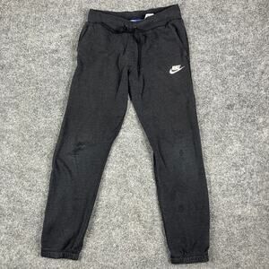Nike Sweatpants Kids Size L Gray Jogger Drawstring Viscose Blend Athletic Logo